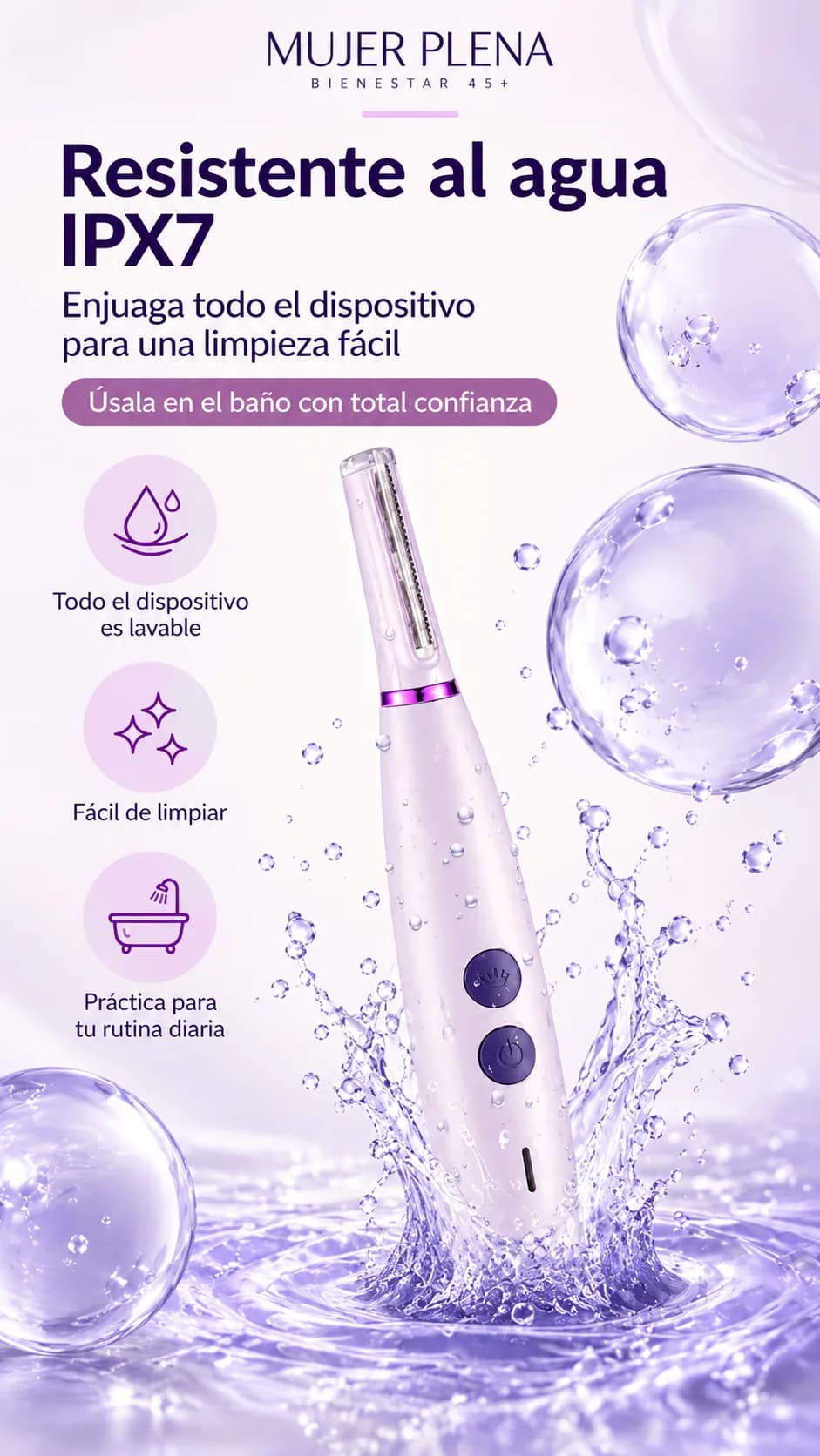 Resistente al agua IPX7: se enjuaga completo bajo la llave